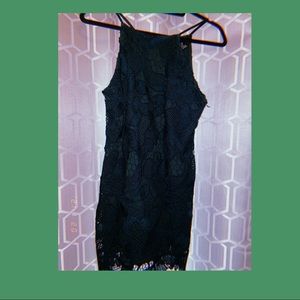 Forest green high neck racer back dress.